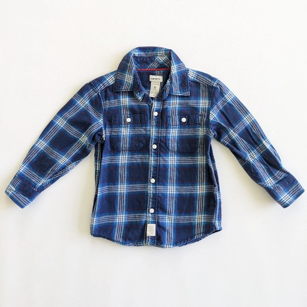 Carter's 3T Plaid Flannel Long Sleeve Button Up Shirt